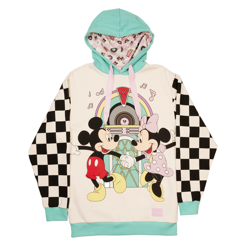 Loungefly x Disney Mickey Mouse and Minnie Mouse Date Night Diner Unisex Hoodie