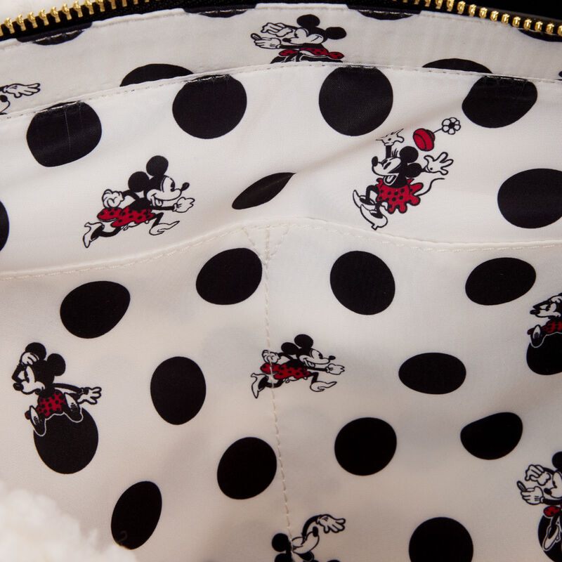 Loungefly x Disney Minnie Mouse Rocks the Dots Classic Sherpa Tote Bag