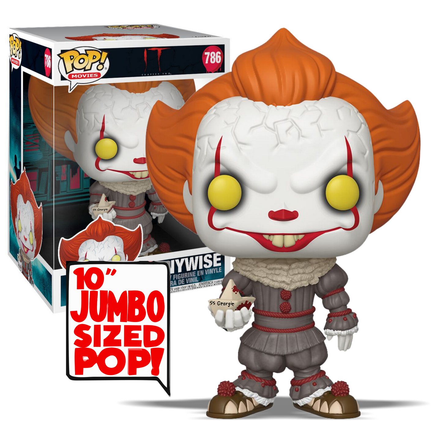IT Pennywise With Boat Jumbo 10" Funko Pop! Vinyl Figure