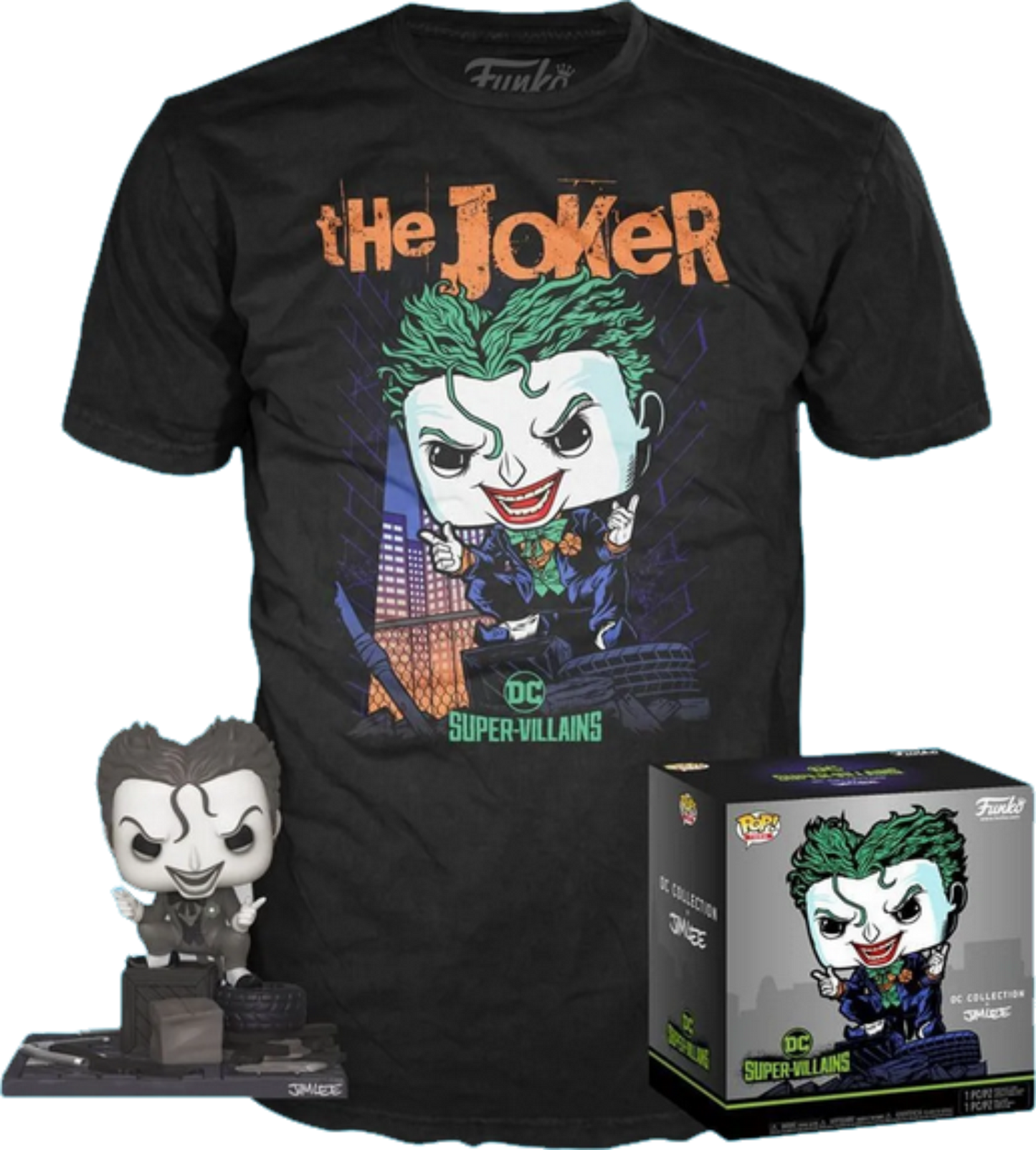 DC Super Villains The Joker B&W Special Edition Deluxe Pop! & Tee Collectors Box