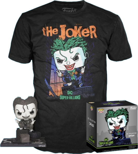DC Super Villains  The Joker B&W Special Edition Deluxe Pop! & Tee Collectors Box