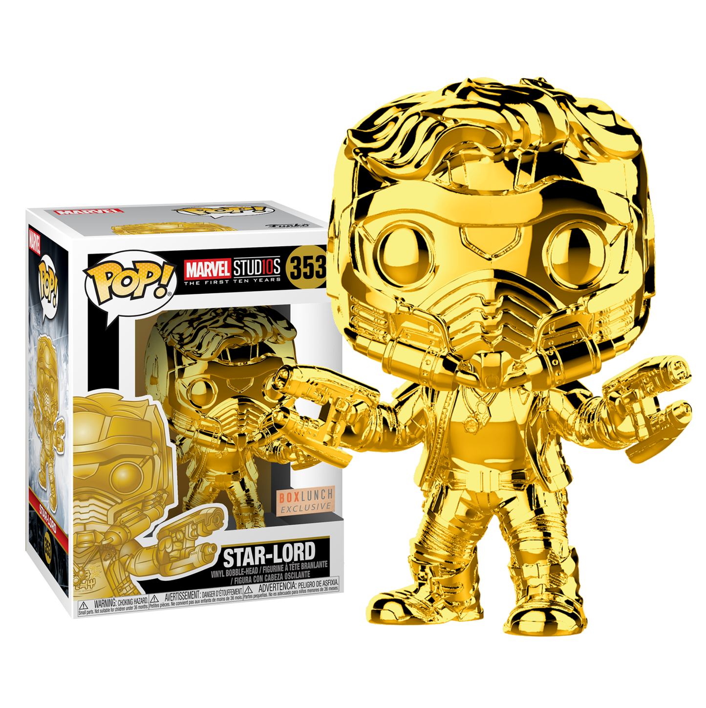 koolaz-ltd - Star Lord - Guardians Of The Galaxy Gold Chrome Marvel Studio 10 Years Box Lunch Exc Sticker - Funko - Pop Vinyl