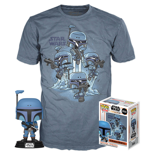 Star Wars The Mandalorian: Death Watch Mandalorian (No Stripes) Pop! & Tee  Collectors Box