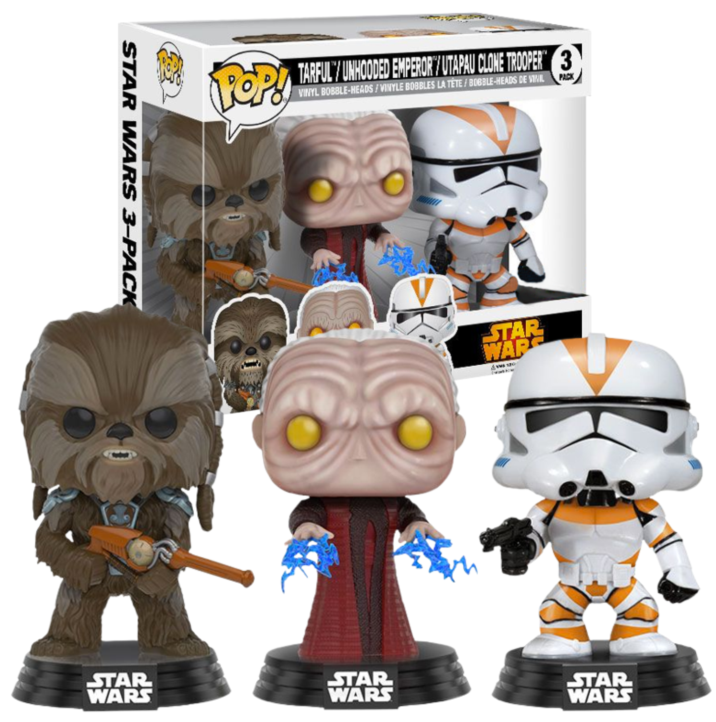 koolaz-ltd - Star Wars - Tarfful, Unhooded Emperor & Utapeau Clone Trooper Pop! Vinyl Figure 3-Pack - Funko - Pop Vinyl