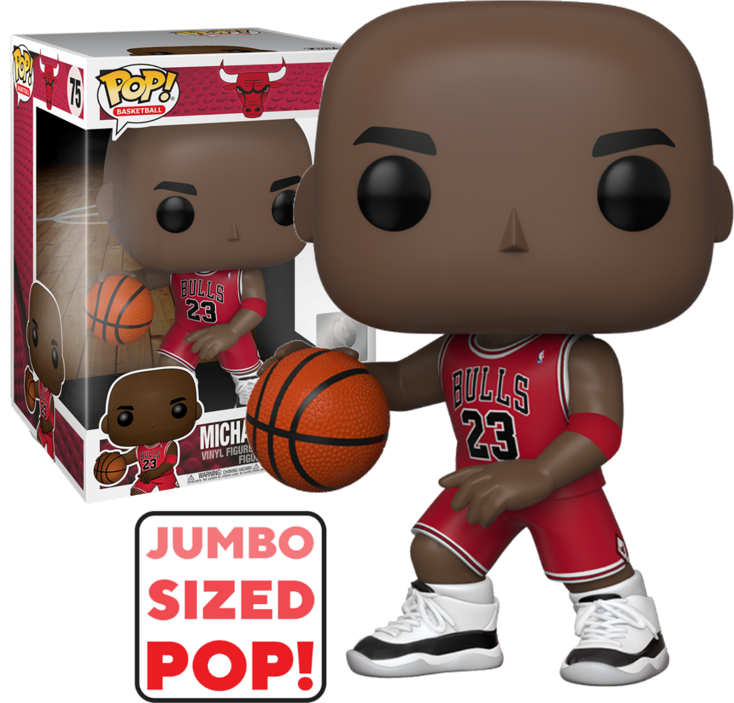 Michael Jordan (Red Jersey) NBA Chicago Bulls Funko Jumbo  10″Pop!