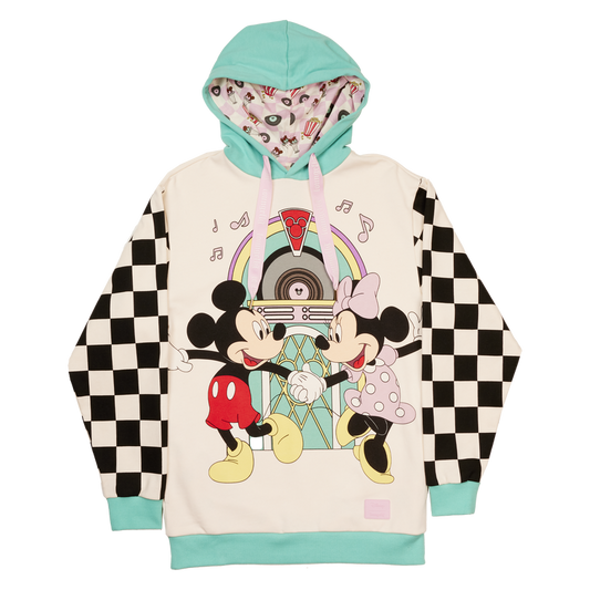 Loungefly x Disney Mickey Mouse and Minnie Mouse Date Night Diner Unisex Hoodie