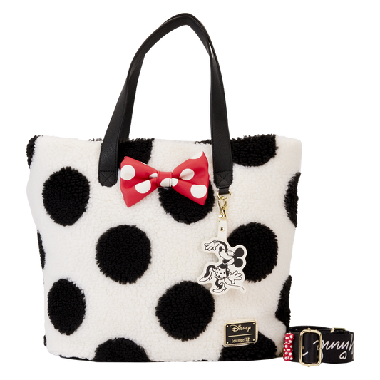 Loungefly x Disney Minnie Mouse Rocks the Dots Classic Sherpa Tote Bag