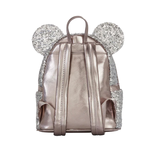 Loungefly x Disney Minnie Silver Sequin Exclusive Mini Backpack