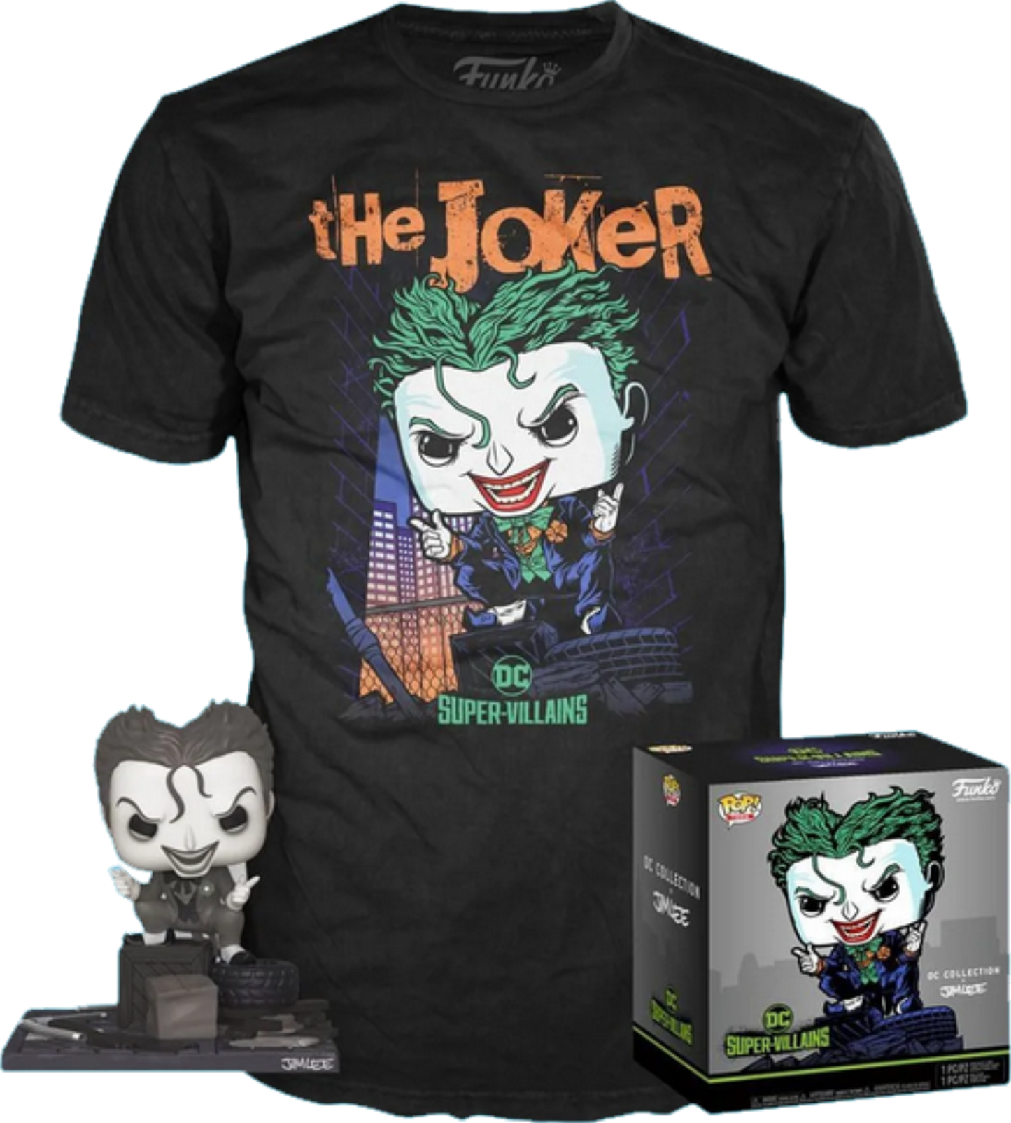 DC Super Villains  The Joker B&W Special Edition Deluxe Pop! & Tee Collectors Box