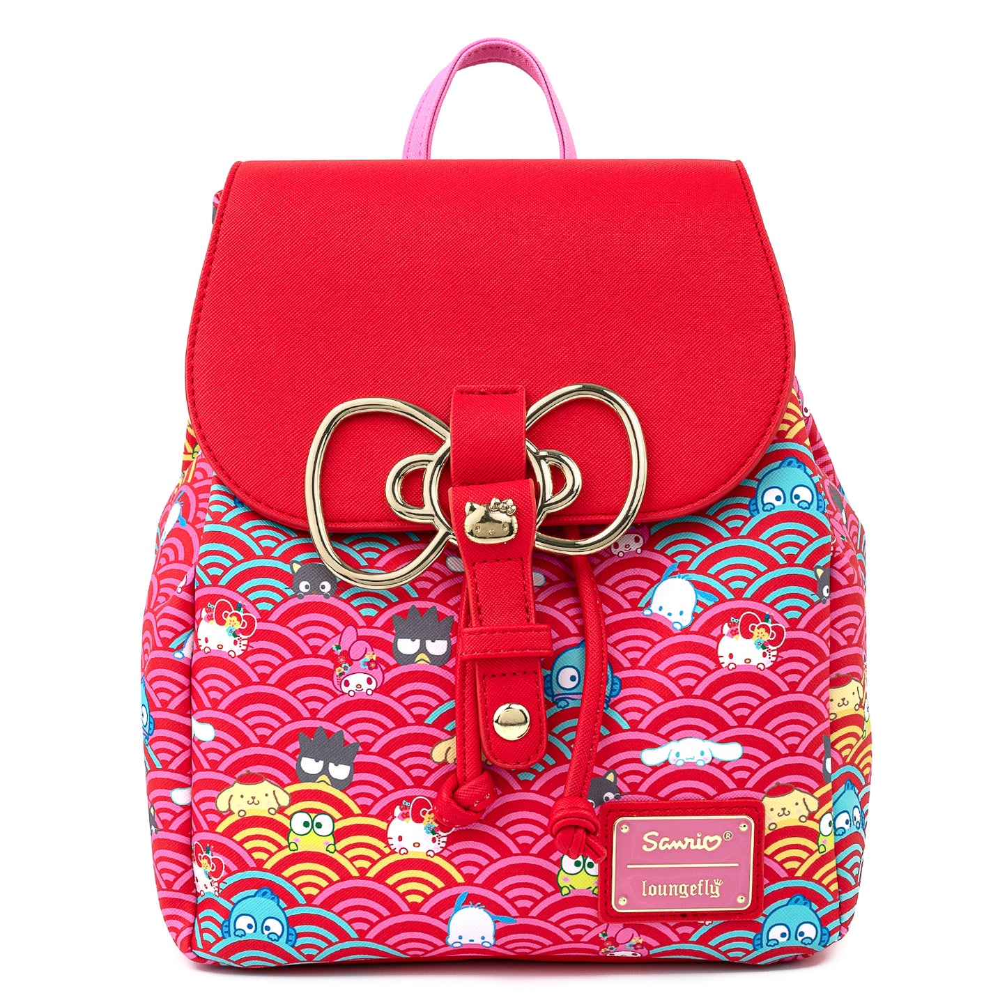 Loungefly x Sanrio 60th Anniversary Gold Bow AOP Mini Backpack