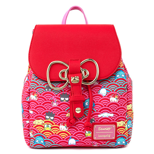 Loungefly x Sanrio 60th Anniversary Gold Bow AOP Mini Backpack