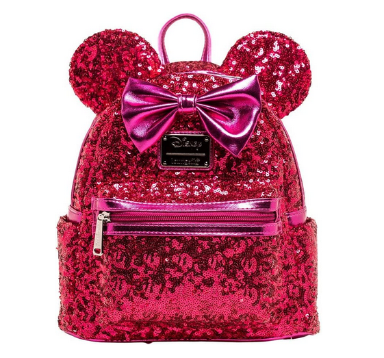 Loungefly X Disney Minnie Mouse Hot Pink Sequin Mini Backpack