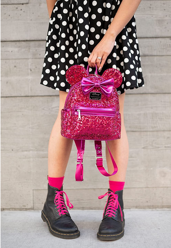 Loungefly X Disney Minnie Mouse Hot Pink Sequin Mini Backpack