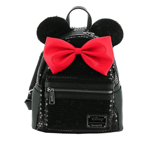 Loungefly x Disney Minnie Mouse Classic Black Sequin Mini Backpack