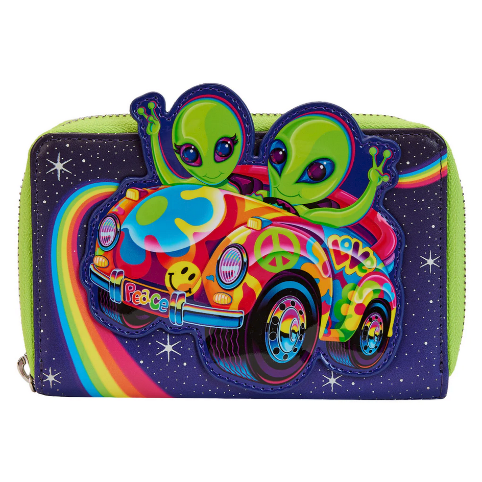 Loungefly x Lisa Frank Cosmic Alien Ride Glow Zip Around Wallet