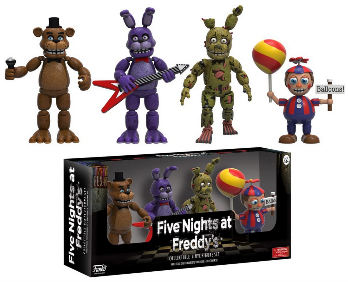 Five Nights at Freddy's Action Figure 4 Pack Set - Freddy, Bonnie, Spring trap and Balloon Boy