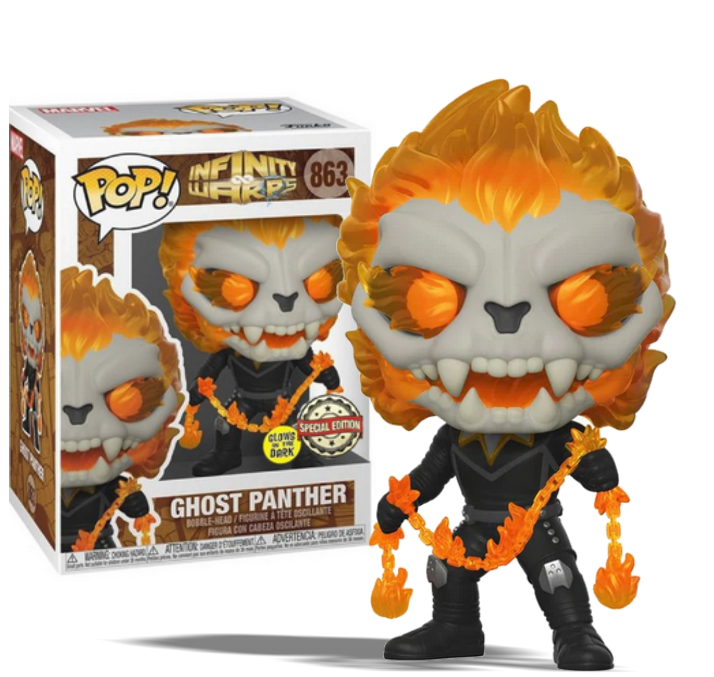 Ghost Panther With Chain Marvel Infinity Warps Special Edition GITD Funko Pop! Vinyl