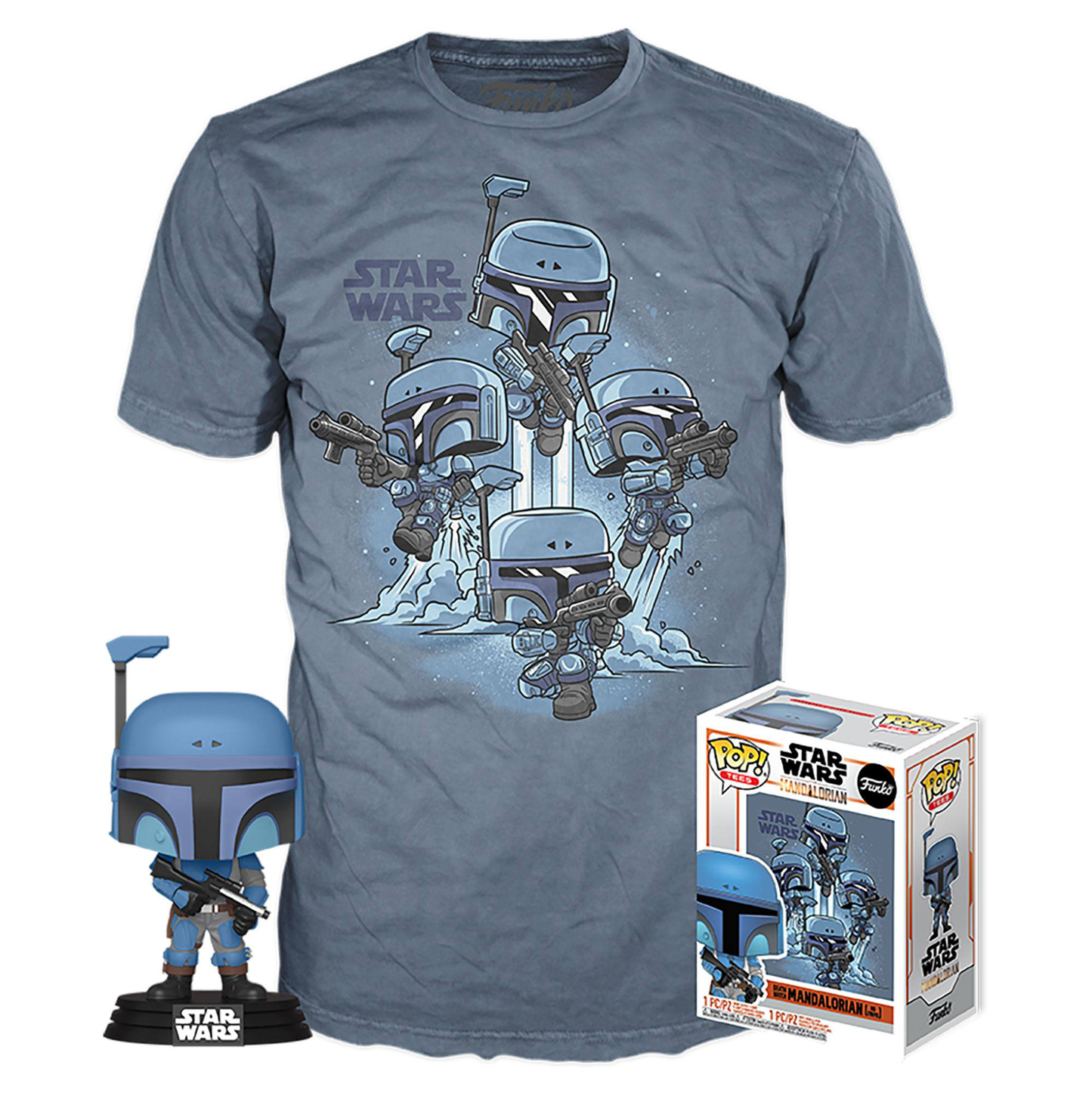 Star Wars The Mandalorian: Death Watch Mandalorian (No Stripes) Pop! & Tee  Collectors Box