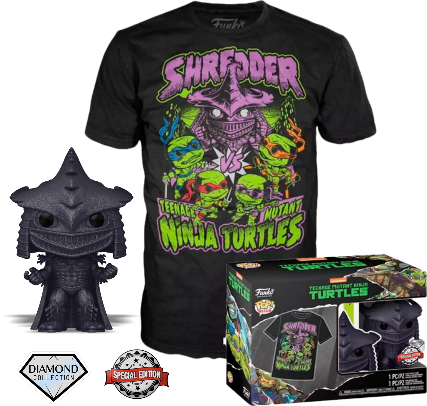 Teenage Mutant Ninja Turtles Diamond Collection Super Shredder Special Edition Funko Pop & Tee Collectors Box